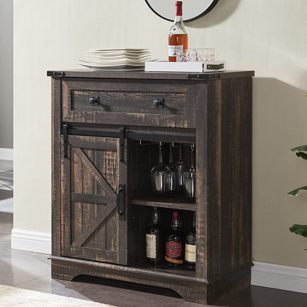 17 Stories Helyne Wine Bar Cabinet with LED Lights, 4-Tier Coffee