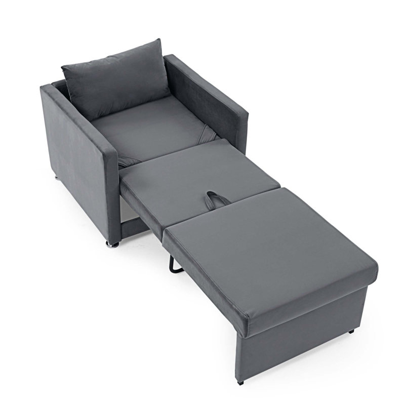 Canapé-lit en velours 31,88 po Clandon, Velours gris