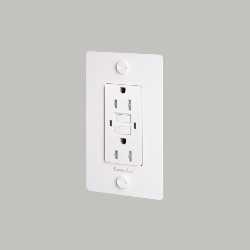 1G Duplex GFCI Outlet / With Logo, White