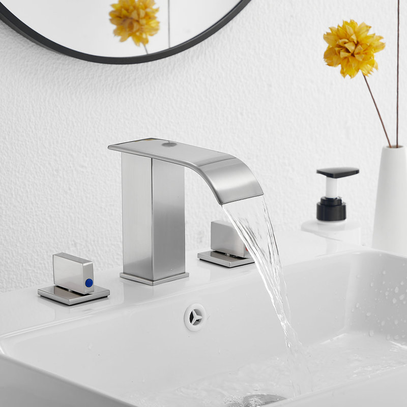 Widespread 2-handle Bathroom Faucet with Drain Assembly, Brushed Nickel