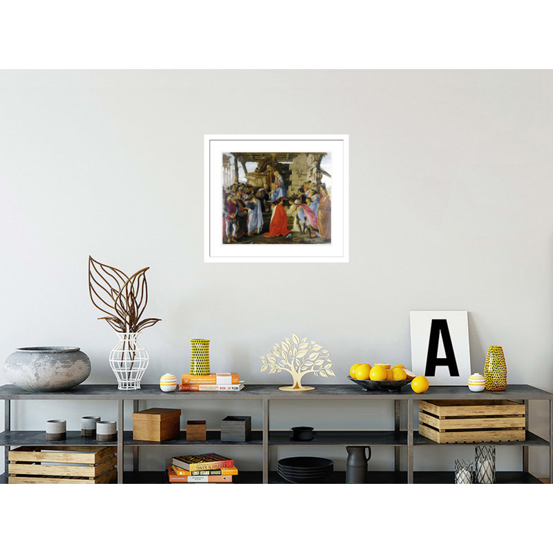 «Adoration of the Magi» par Sandro Botticelli - Estampe numérique encadrée, H 23,5 po x l 26,61 po