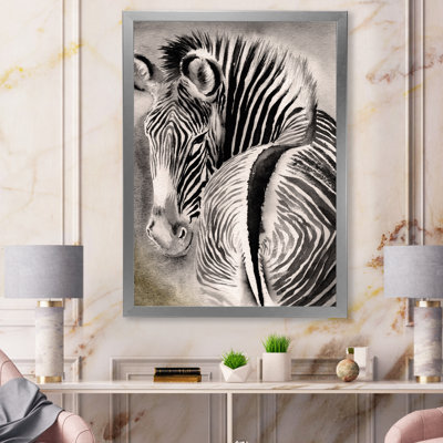 Zèbre avec rayures contrastantes noires et blanches IV - peinture sur toile