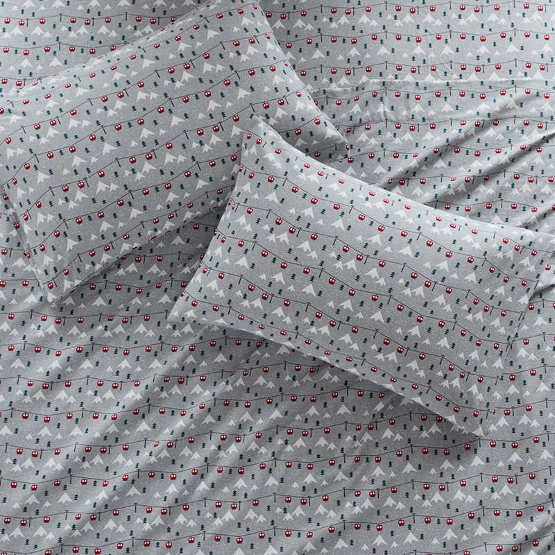 Ensemble de draps Gracie Mills Kayce, Ensemble de draps pour grand lit, Gris / saut à ski