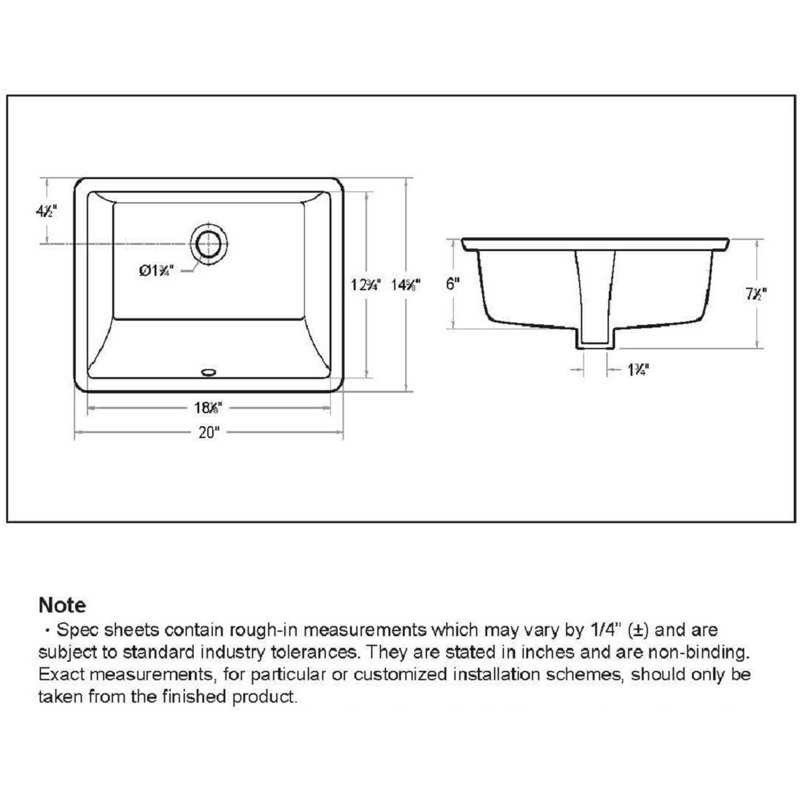 Winfield Products 14.675'' White Ceramic Rectangular Bathroom Sink with Overflow