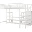 Lit mezzanine en métal blanc avec meuble télé, escalier et armoire pleine grandeur - Look tendance-870358281