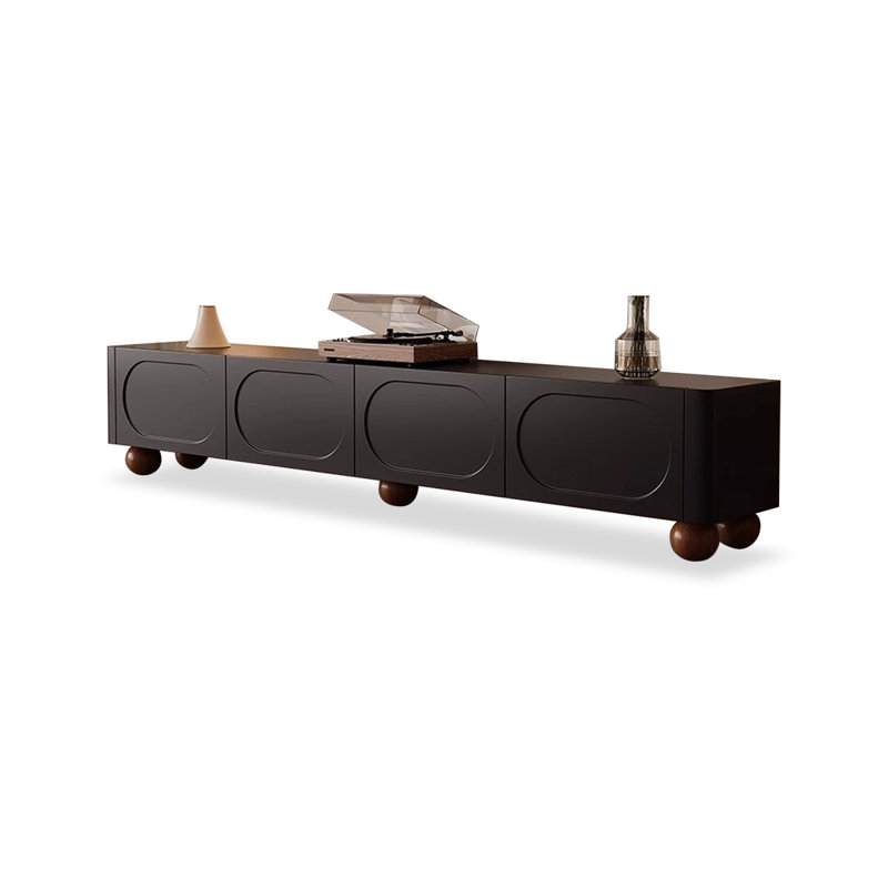 Meuble télé moderne en bois manufacturé noir, 94.49, Black