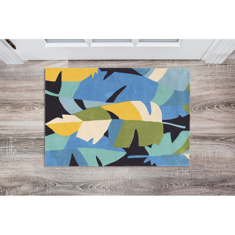 Mehcad Handmade Rug Blue And Navy, Rectangle 1'10" x 2'10"