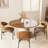 59.05", Round Faux Leather Base Dining Table For 4-6 People, Modern Wood Kitchen Table With Solid Veneer Top, Walnut