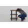 Nedra 20" Wide Rustic Industrial Solid Wood and Metal Frame Rectangular End Table With 2 Shelves