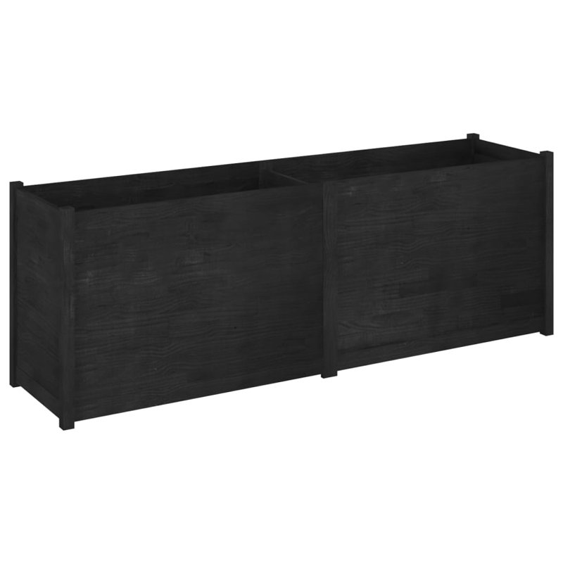Boîte à fleurs en bois pour l'extérieur, Noir, H 27,6 po x l 78,7 po x P 19,7 po