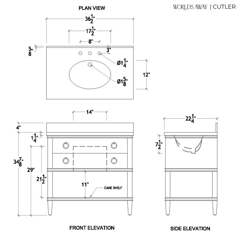 Cutler 36.5'' W Single Vanity, 37"
