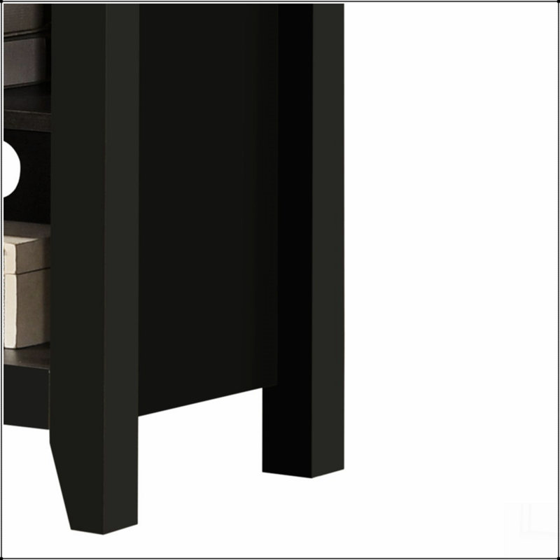 Benito  70"W TV Stand with Open Shelves and Cable Management, Black