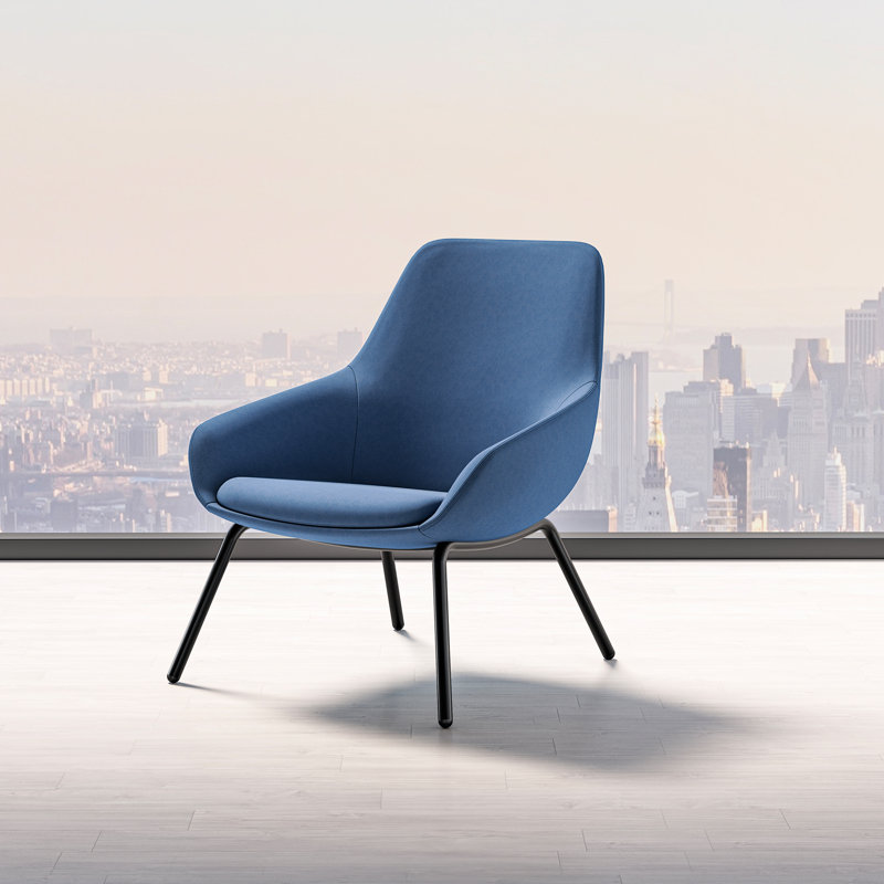 Lilly Upholstered Lounge Chair from 9to5 Seating, Black,  Blue Polyester