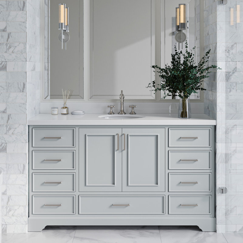 Meuble-lavabo simple avec plateau Abshire 61, Gris