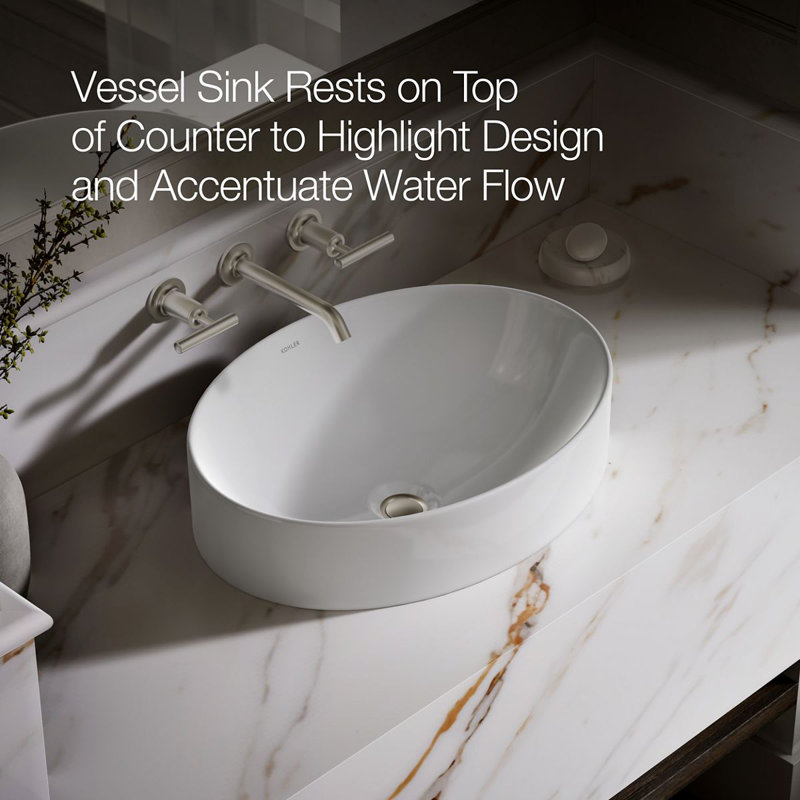 Vox® Vitreous China Oval Vessel Bathroom Sink with Overflow