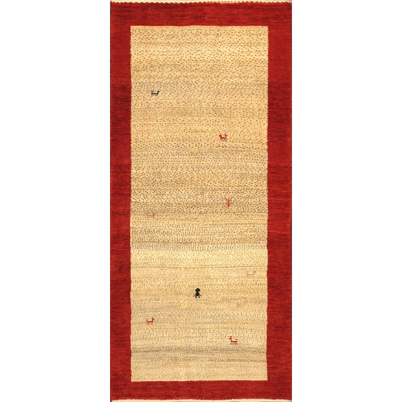 Tapis ivoire / rouge Gabbeh