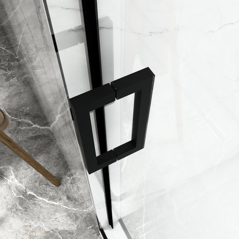 56"-60"W X 70"H Shower Door, Sliding 8Mm Tempered Glass Enclosure, Matte Black, Double Side Easy Clean, Waterproof For Bathroom Rust-
