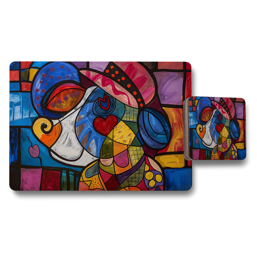 Abstract Colorful Geometric Art Placemat and Coaster Set
