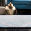 Tapis géométrique en laine / coton tissé à la main Rodgers - bleu clair / ivoire-1868475705