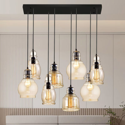 Vintage Countryside 8-Head Pendant Light, Adjustable (Excluding Light Bulbs), Creative Glass Pendant Light, Suitable For Living Rooms, Bedrooms, And Dining Rooms