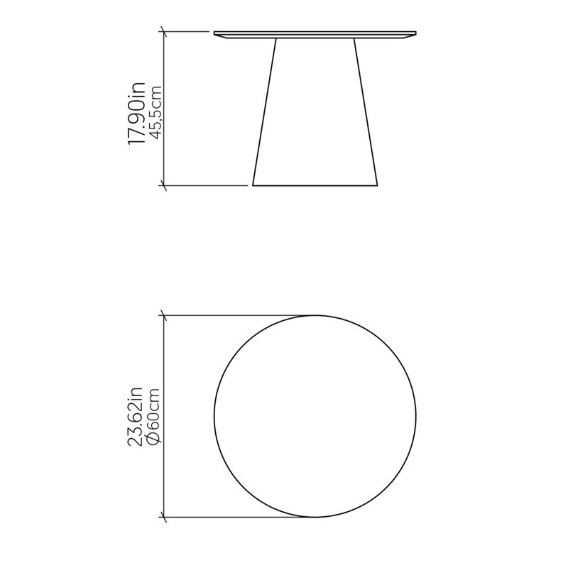 Cônica Pedestal End Table, 17.91" H x 23.62" W x 23.62" D, Imbuia