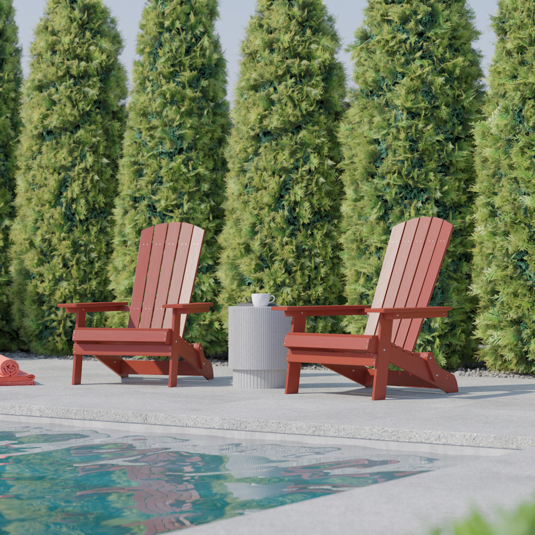 Balasi Poly Resin Folding Adirondack Chair-Indoor/Outdoor Patio Chair (Set of 2) Rosecliff Heights 