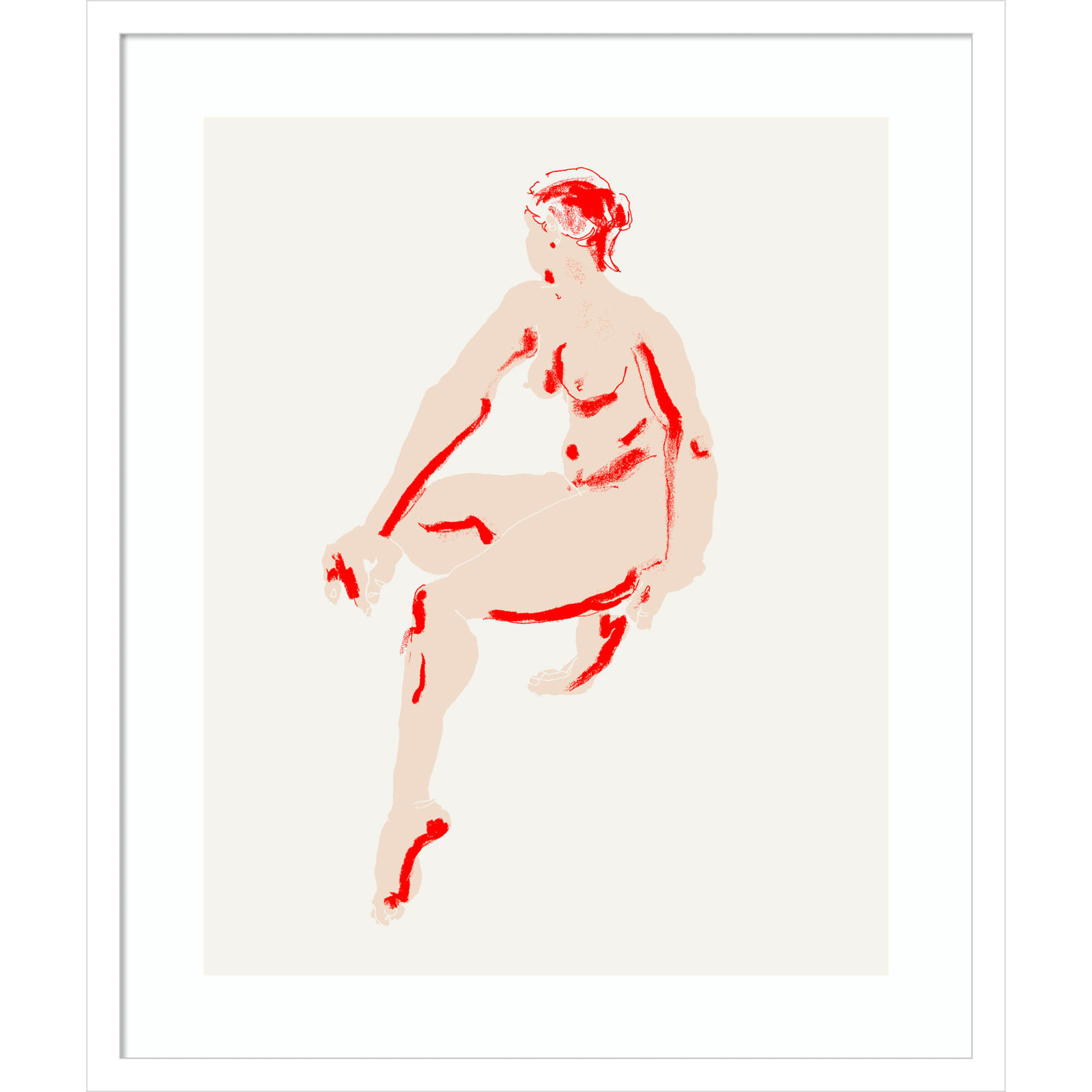 Henn "Naked Woman" Print, White, 25" H x 21" W
