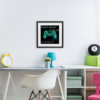 Game Mode Player One Controller Framed Print Under Glass, design by Kim Allen