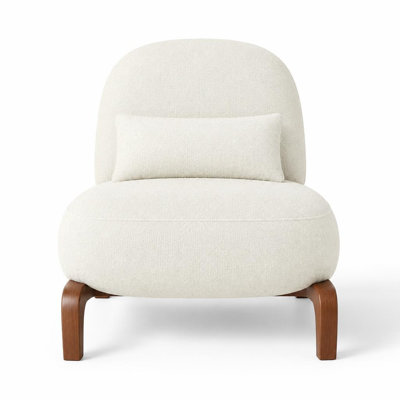 Fauteuil d'appoint sans accoudoirs avec pieds en bois massif, fauteuil de salon rembourré de tissu doux avec coussin épais, fauteuil de lecture confortable pour chambre, appartement, salle d'attente, balcon, siège décontracté confortable pour les petits espaces et la détente quotidienne