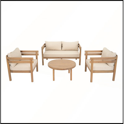 Ensemble de conversation 4 pièces avec causeuse et 2 coussins hydrofuges