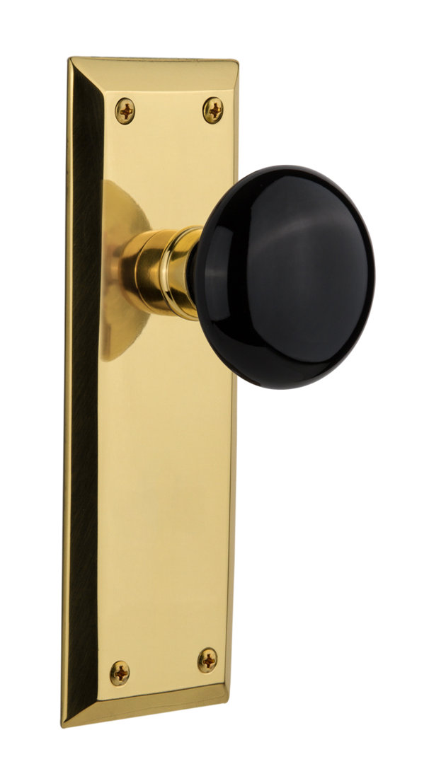 New York Plate with Black Porcelain Door Knob Nostalgic Warehouse 