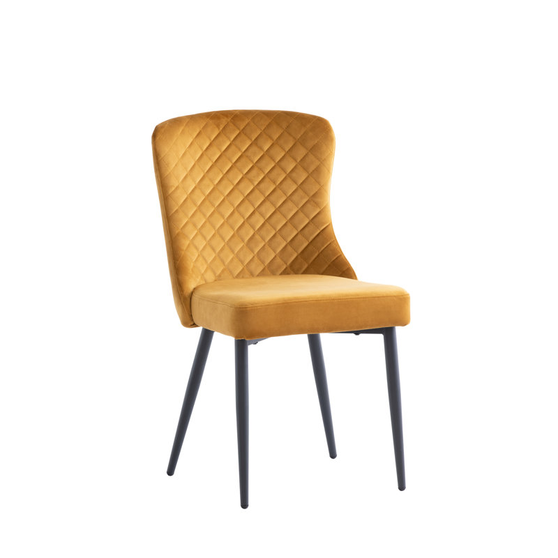 45cm H Velvet Upholstered Metal Side Chair, Antique Gold