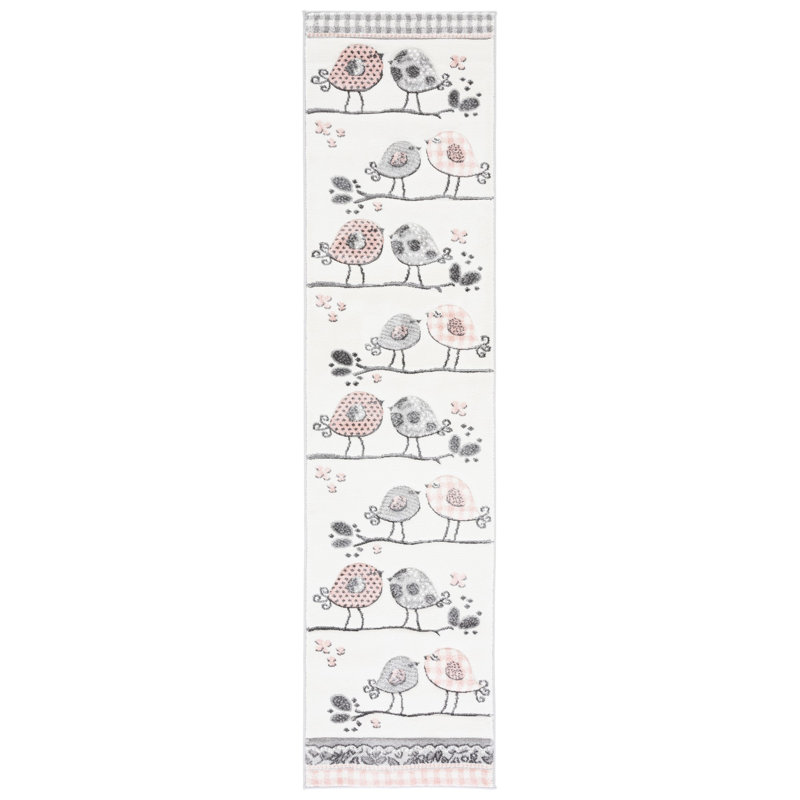 Burgan Pink/Ivory Area Rug, Runner 2' x 8'