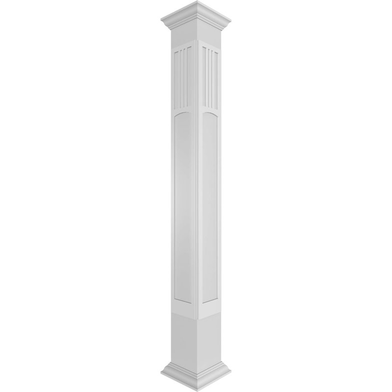 Craftsman Classic Square Non-Tapered San Miguel Mission Style Fretwork Column w/ Crown Capital & Crown Base