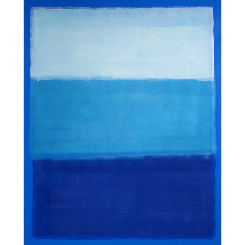 Blue Homage To Rothko by Drew Gaffney, 21.2" H x 17.2" W x 0.88" D, White, Black Single Picture Framed Paper