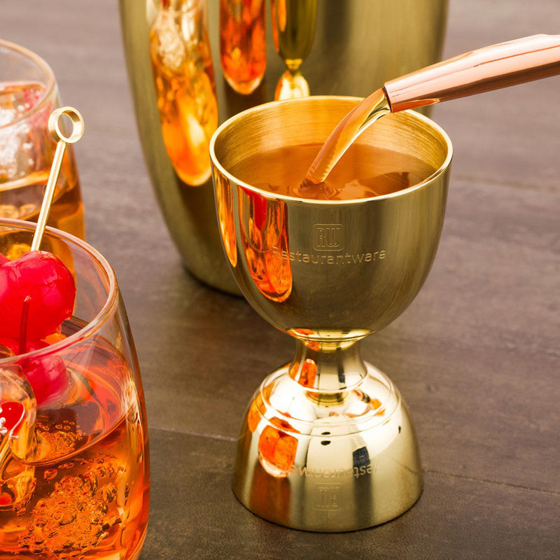 Jigger en acier inoxydable 1 oz / 2 oz Bar Lux - Negroni - boîte de 1 unité, Doré