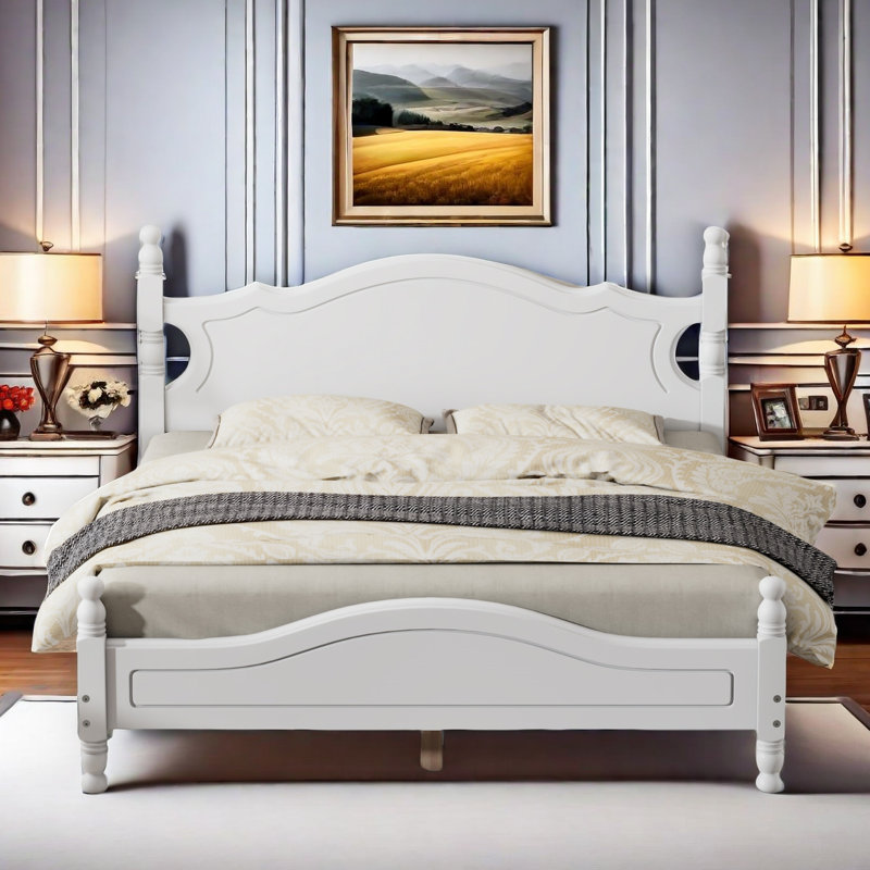 Lit plateforme Desirree, Grand, Blanc
