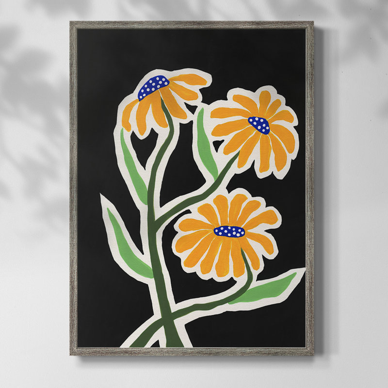 Pop Flowers I, reproduction encadrée - bois massif, H 11 po x l 9 po