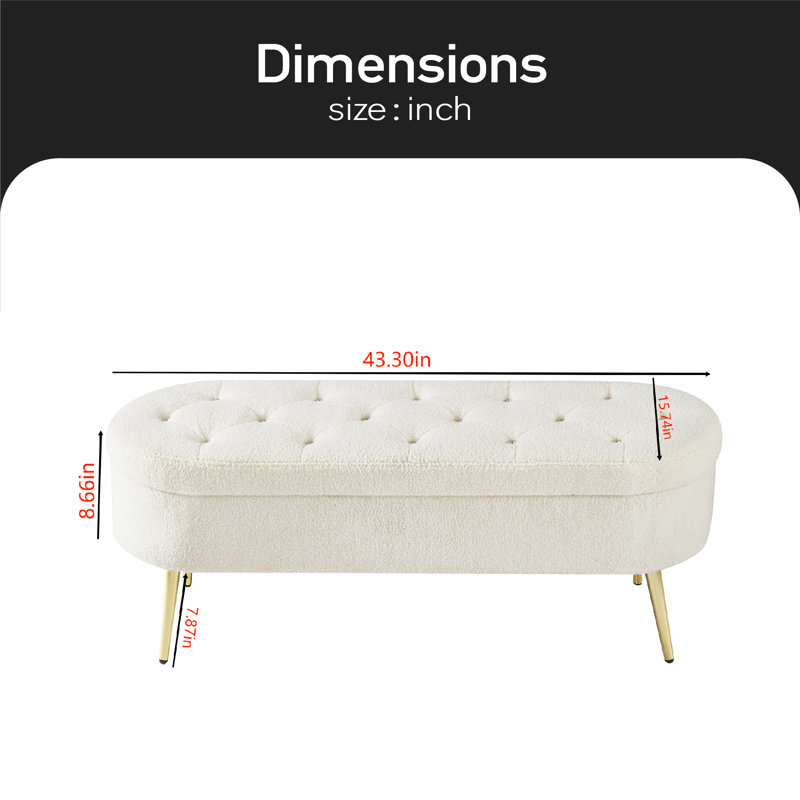 Banc de rangement rembourré en velours Romere