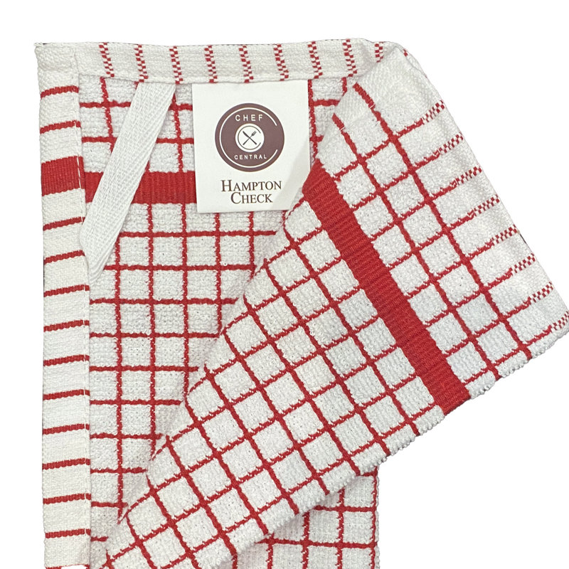 Cotton Checkered Dish Cloth Kitchen Towel, Red