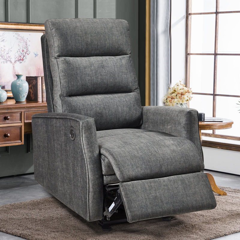 Fauteuil inclinable rembourré Phylisia, Polyester 100 % gris foncé