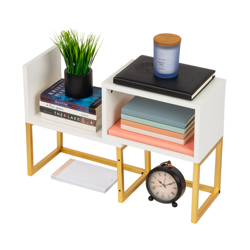 Bibliothèque de lecture Mind Reader, organisateur à 5 compartiments pour bureau, meuble-lavabo ou salle de bain, présentoir de rangement moderne, métal. Panneau de fibres à densité moyenne, blanc