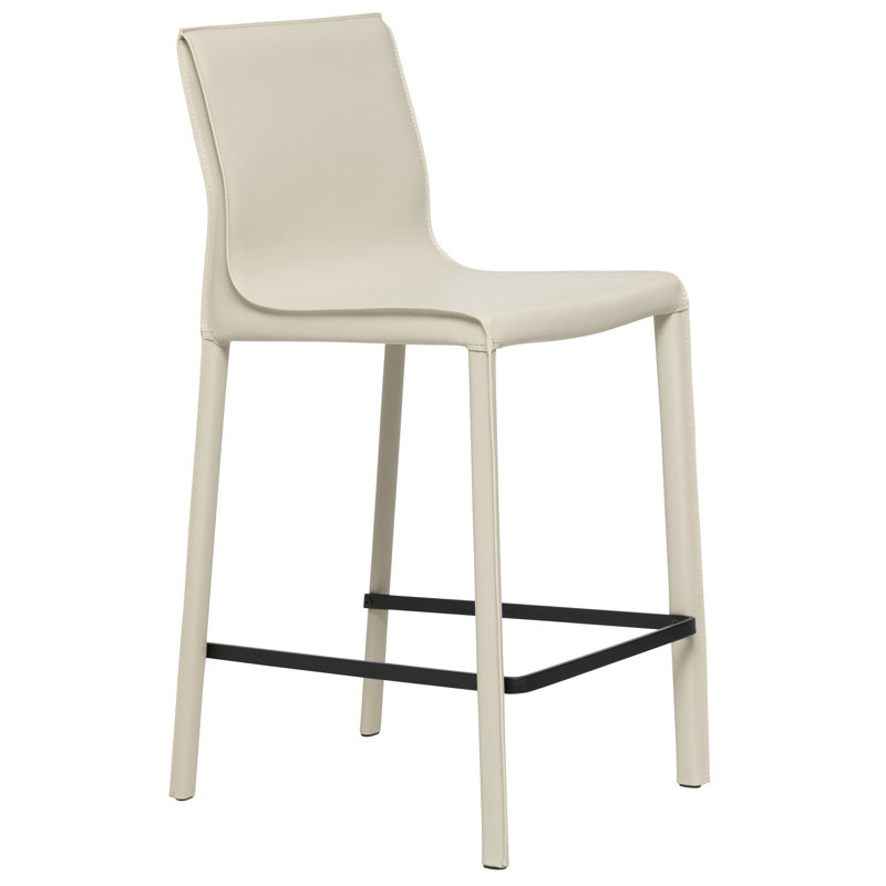 Upholstered Counter Stool with Metal Frame, Stone