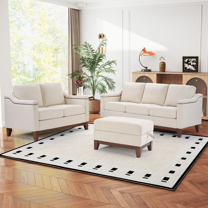 Ensemble de salon 3 pièces Edgell, White