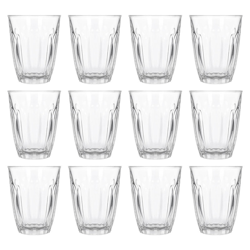 Argon Tableware Fluted Drinking Glasses - Ribbed Fluted Coffee Juice Glassware Tumblers Set, Pack of 12, 125