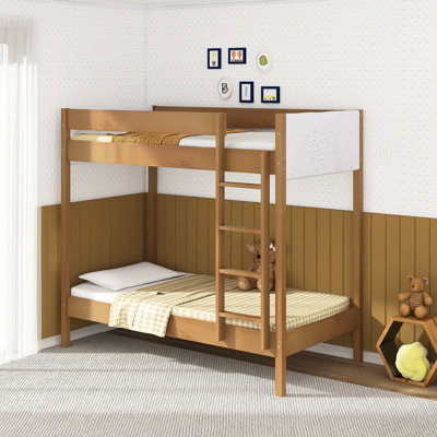 Twin Over Twin Wood Upholstered Standard Bunk Bed