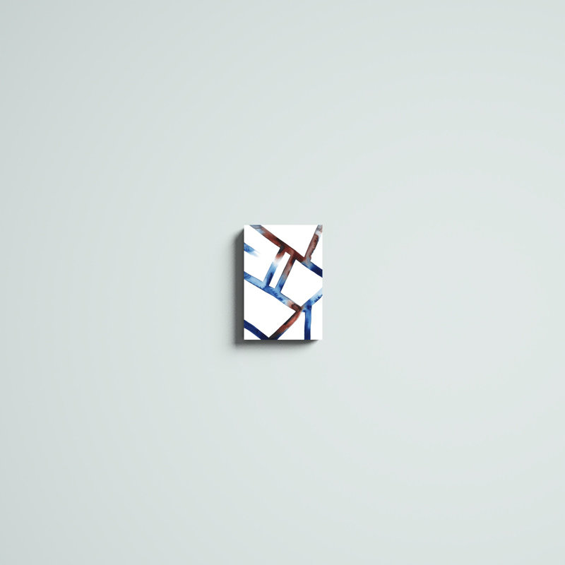 «Blue & Red Chutes I», peinture sur toile, H 12 po x l 8 po