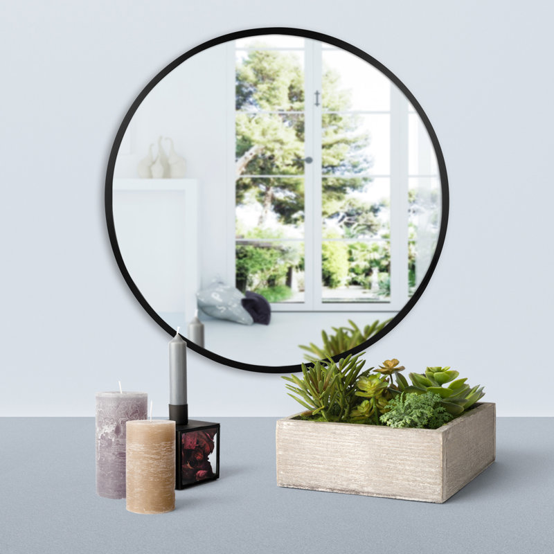 Aloysius Metal Flat Wall Mirror, 24" H x 24" W, Brass, 1