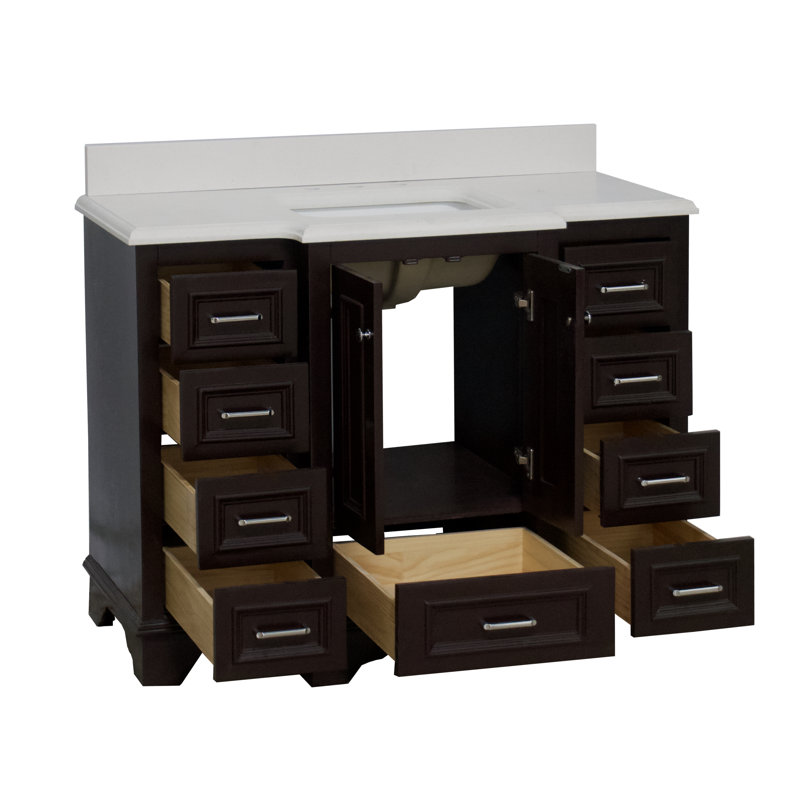Ensemble de meuble-lavabo simple 48 po Loughlam, Chocolat, Quartz