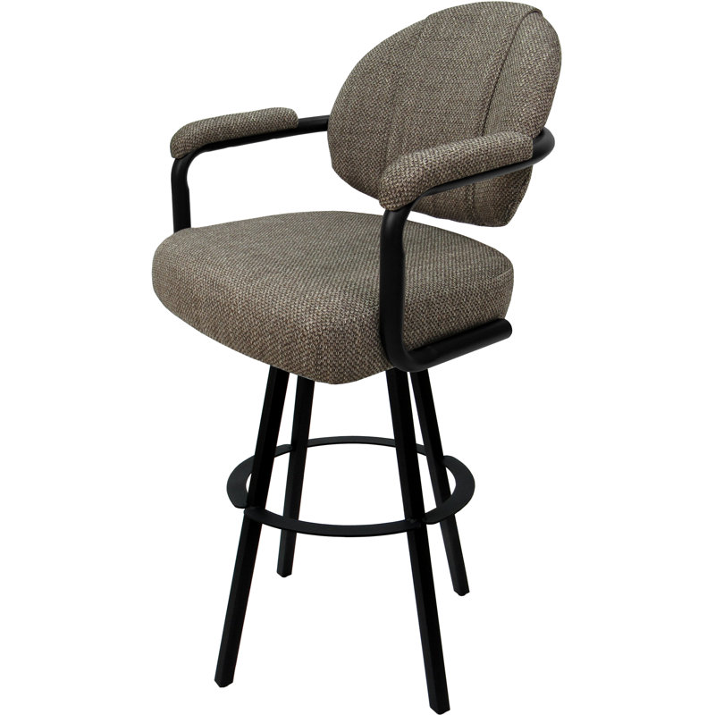 Swivel Upholstered Counter Stool with Metal Frame, Cocoa Polyester Blend/Black Frame
